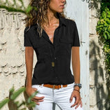 2020 Summer Autumn New Women's Shirt Turn-over Collar Short-sleeved Shirt lace chiffon sexy blouse plus size women blouse QP046