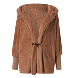 Fashion 2018 Women's winter casual Button Pocket warm Hooded Long Sleeve Plush Coat manteau femme manteau femme hiver 6 COLORS