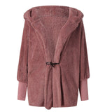 Fashion 2018 Women's winter casual Button Pocket warm Hooded Long Sleeve Plush Coat manteau femme manteau femme hiver 6 COLORS
