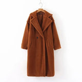 2019 New Winter Woolen Coats Women'S Manteau Long Thicken Turndown Lamb Wool Jacket Fashion Femme Mujer Velvet Vintage Outerwear