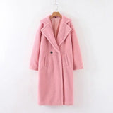 2019 New Winter Woolen Coats Women'S Manteau Long Thicken Turndown Lamb Wool Jacket Fashion Femme Mujer Velvet Vintage Outerwear