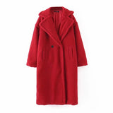 2019 New Winter Woolen Coats Women'S Manteau Long Thicken Turndown Lamb Wool Jacket Fashion Femme Mujer Velvet Vintage Outerwear