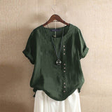 2019 ZANZEA Women's Cotton Blouse Stylish Casual Tops Long Sleeve Shirts Female O Neck Blusas Oversized Woman Linen Tunic 5XL