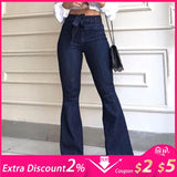 Women's Jeans High Waist Denim Flare Pants Street Style Blue Skinny Sexy Vintage Ladies Flared Trousers Bell Bottom Jeans Fall