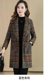 2019 autumn and winter woolen coat female plaid New Korean temperament women's popular Outerwear woolen coat manteau femme 4XL