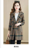 2019 autumn and winter woolen coat female plaid New Korean temperament women's popular Outerwear woolen coat manteau femme 4XL