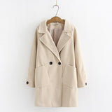 Large Size Women's Coats Fall and Winter 2019 New Slender and Loose Medium-length Wool Overcoat Office Lady Blends Manteau Femme