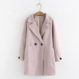 Large Size Women's Coats Fall and Winter 2019 New Slender and Loose Medium-length Wool Overcoat Office Lady Blends Manteau Femme
