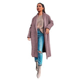 Coat Women Female Jacket 2019Top Women's Fashion Long Sleeve Jackets Solid Color Casual Loose Coat With Belt Manteau Femme