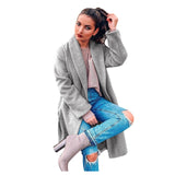 Coat Women Female Jacket 2019Top Women's Fashion Long Sleeve Jackets Solid Color Casual Loose Coat With Belt Manteau Femme