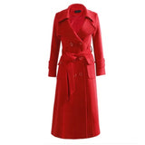 2018Fall Winter Women Solid Woolen Cashmere fashion Long Coat Maxi Female Belted Overcoat Double-breasted Casacos Manteau Female