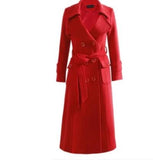 2018Fall Winter Women Solid Woolen Cashmere fashion Long Coat Maxi Female Belted Overcoat Double-breasted Casacos Manteau Female