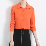 New Women's Shirt Classic Chiffon Blouse Female Plus Size Loose Long Sleeve Casual Shirts Lady Simple Style Tops Clothes Blusas