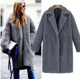 New Fashion Women's Winter Cashmere Fur Wool Coat Slim Long Thick Womens Cashmere Coat manteau femme 2019