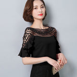Women tops and blouses 2019 chiffon blouse shirt sexy hollow out lace women's clothes red ladies tops blusas white shirt 960G 30