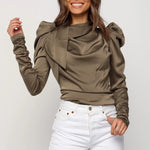 Meihuida 2019 New Autumn Women's Long Sleeve clothing Blouses Solid Stack Sleeve Shirts Female Camisas Blusa Mujer