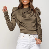 Meihuida 2019 New Autumn Women's Long Sleeve clothing Blouses Solid Stack Sleeve Shirts Female Camisas Blusa Mujer