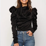 Meihuida 2019 New Autumn Women's Long Sleeve clothing Blouses Solid Stack Sleeve Shirts Female Camisas Blusa Mujer