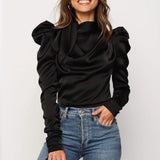 Meihuida 2019 New Autumn Women's Long Sleeve clothing Blouses Solid Stack Sleeve Shirts Female Camisas Blusa Mujer