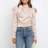 Meihuida 2019 New Autumn Women's Long Sleeve clothing Blouses Solid Stack Sleeve Shirts Female Camisas Blusa Mujer