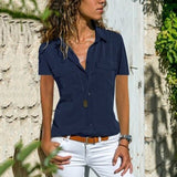 2020 Summer Autumn New Women's Shirt Turn-over Collar Short-sleeved Shirt lace chiffon sexy blouse plus size women blouse QP046