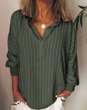 Autumn Large Size Women's Casual Striped V Neck Blouse Loose Baggy Tops Tunic  Plus Size Stripe Blouses Tops Costume
