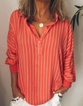 Autumn Large Size Women's Casual Striped V Neck Blouse Loose Baggy Tops Tunic  Plus Size Stripe Blouses Tops Costume