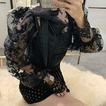 HIGH QUALITY New Fashion 2019 Designer Blouse Women's Lantern Sleeve Bow Collar Lace Blouse Top