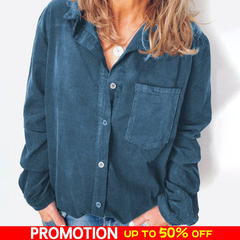 Corduroy Shirt Blouse Women Long Sleeve Turn Down Collar Loose Shirts For Woman Button Shirt Female Tops Fashion Women Blouse