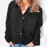 Corduroy Shirt Blouse Women Long Sleeve Turn Down Collar Loose Shirts For Woman Button Shirt Female Tops Fashion Women Blouse