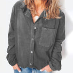 Corduroy Shirt Blouse Women Long Sleeve Turn Down Collar Loose Shirts For Woman Button Shirt Female Tops Fashion Women Blouse
