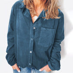 Corduroy Shirt Blouse Women Long Sleeve Turn Down Collar Loose Shirts For Woman Button Shirt Female Tops Fashion Women Blouse