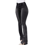 CALOFE 2019 Women's Jeans Casual Slim Stretchy Denim  Waist Jeans Oversized Long Flare Pants Light Blue Trousers for Women