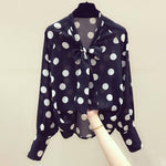 Polka Dots Print Women Casual Blouse Shirt Long Sleeve Bow Collar Loose Women's Blouses And Tops Comfortable and Breathable