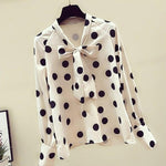Polka Dots Print Women Casual Blouse Shirt Long Sleeve Bow Collar Loose Women's Blouses And Tops Comfortable and Breathable