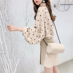 New Korean Style Loose Casual Polka Dot Pattern Blouse Fashion Autumn Winter New Sweet Long-sleeved Women's Shirt and Blouse