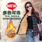 long sleeve plaid  flannel shirt women Plus size Autumn Winter Warm Thick plus Velvet Cotton Blouse women's Oversize blusas tops
