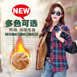 long sleeve plaid  flannel shirt women Plus size Autumn Winter Warm Thick plus Velvet Cotton Blouse women's Oversize blusas tops