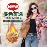 long sleeve plaid  flannel shirt women Plus size Autumn Winter Warm Thick plus Velvet Cotton Blouse women's Oversize blusas tops