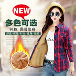long sleeve plaid  flannel shirt women Plus size Autumn Winter Warm Thick plus Velvet Cotton Blouse women's Oversize blusas tops