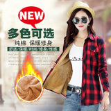 long sleeve plaid  flannel shirt women Plus size Autumn Winter Warm Thick plus Velvet Cotton Blouse women's Oversize blusas tops