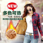 long sleeve plaid  flannel shirt women Plus size Autumn Winter Warm Thick plus Velvet Cotton Blouse women's Oversize blusas tops