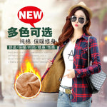 long sleeve plaid  flannel shirt women Plus size Autumn Winter Warm Thick plus Velvet Cotton Blouse women's Oversize blusas tops