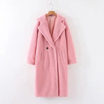 2019 New Winter Woolen Coats Women'S Manteau Long Thicken Turndown Lamb Wool Jacket Fashion Femme Mujer Velvet Vintage Outerwear