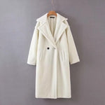 2019 New Winter Woolen Coats Women'S Manteau Long Thicken Turndown Lamb Wool Jacket Fashion Femme Mujer Velvet Vintage Outerwear