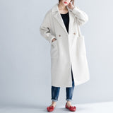 White Coat Long Comfortable Loose Wool Coat for Women's Winter Coat Standard Simple Classic Outerwear Manteau Femme Hiver Tops