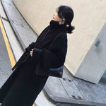 2018 Autumn Winter New Women'S Casual Wool Blend Coat Oversize Belted Long Sleeve Coats Solid Long Cardigan Coat Manteau Femme