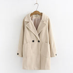 Large Size Women's Coats Fall and Winter 2019 New Slender and Loose Medium-length Wool Overcoat Office Lady Blends Manteau Femme