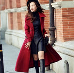2018Fall Winter Women Solid Woolen Cashmere fashion Long Coat Maxi Female Belted Overcoat Double-breasted Casacos Manteau Female