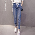 Large Size WOMEN'S Jeans Trousers Women's Fat Mm Autumn Clothing 2016 High-waisted Large GIRL'S Elastic Waist Harem Pants